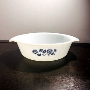 Anchor Hocking FireKing cornflower white and blue milk glass dish